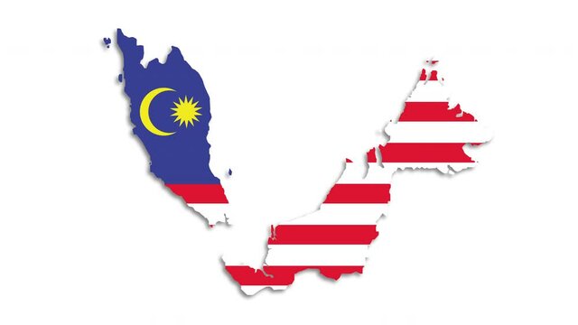 An animation of Malaysia map in flag colour with paint effect. Can be use for political, independence day, Malaysia day, festive and current issue