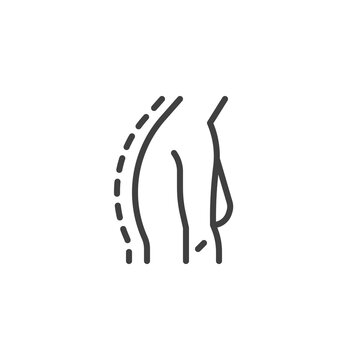 Woman Bad Posture Line Icon