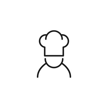 Line icon of chef in floppy chefs hat