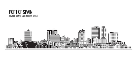 Cityscape Building Abstract Simple shape and modern style art Vector design -  Port of Spain city