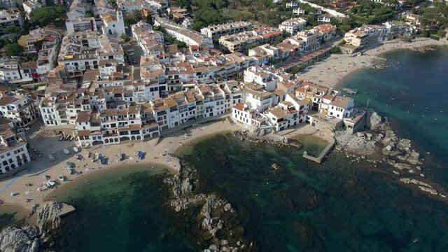 4k drone flying in the Costa Brava, Catalonia, Spain. Mediterranean sea in summer.