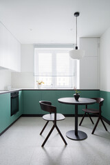 Modern kitchen with stylish terrazzo floor