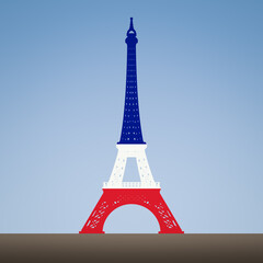 Eiffel Tower Paris in national colors symbol