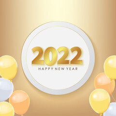 Gold 2022 Happy New Year Greeting Vector Illustration. Design element for flyers, leaflets, postcards and posters.