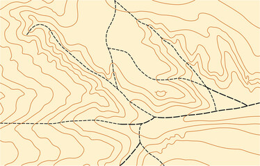 Abstract vector topographic map in brown colors