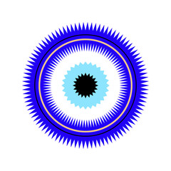 Craft hand drawn Turkish evil eye. Mandala greek evil eye. Symbol of protection in Turkey, Greese, Cyprus. Blue Turkish Fatima's Eye. Amulet from evil eye. Nazar. Magic item, attribute