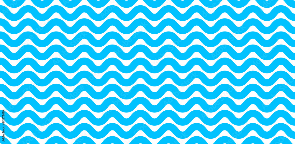 Wall mural wave pattern seamless abstract background. stripes wave pattern white and blue colors for summer vec
