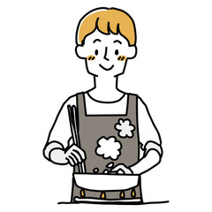 料理をしている男性