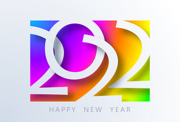 Happy new year 2022 background. Bright Chinese New Year holiday. 2022 celebration. Colorful rainbow Christmas design. 2022 New year symbol. Calendar cover