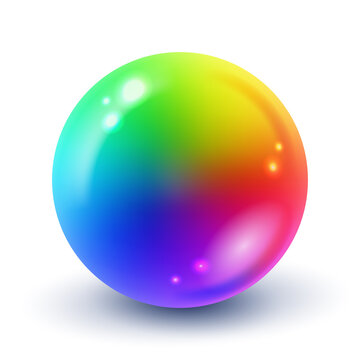 Bright colorful rainbow ball vector illustration. Rainbow 3d sphere illustration on a white background. Colorful sphere on white background. Vector Multicolor Glossy Ball