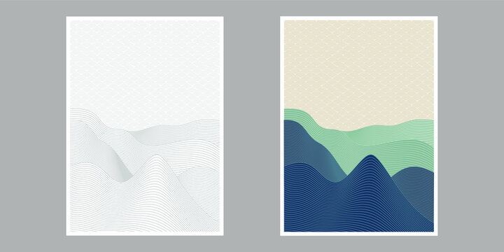 Set of trendy minimalist landscape abstract contemporary collages vector, moon mountain illustration vector 10