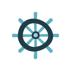 Fototapeta premium Hand drawn vector illustration of ship's wheel or helm isolated on white background.