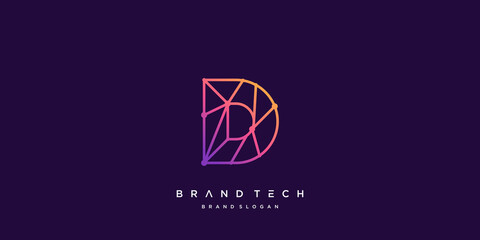 Letter D logo template for techonology company Premium Vector part 7