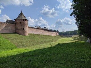 Fototapeta na wymiar old castle in the village of the country velikiy novgorod russia kremlin