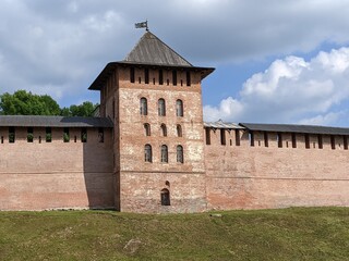 old castle in the village of the country velikiy novgorod russia ancient tower 