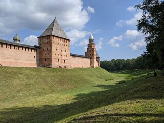 old castle in the village of the country velikiy novgorod russia ancient tower 
