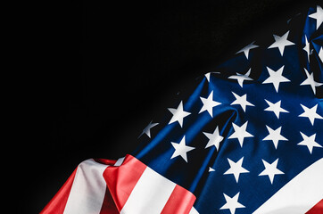 American flag on a black background with a place for an inscription.