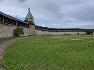 old castle in the village of the country pskov russia ancient tower 