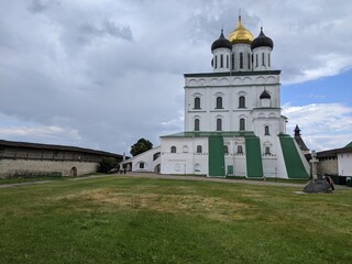 old castle in the village of the country pskov russia ancient tower church