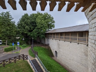old castle in the village of the country pskov russia ancient tower bricks wall