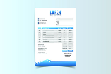 Professional Minimalist Corporate Business Luxury, Modern, Elegant, Invoice design template vector illustration bill form price invoice. Creative invoice template vector. business stationery design.