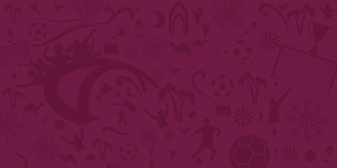 Fototapeta na wymiar Football Pattern Background for banner, soccer championship 2022 in Qatar