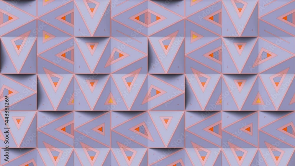 Poster Moving pattern of randomly arranged geometric shapes 3d rendering loop animation