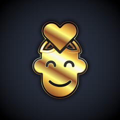 Gold Volunteer icon isolated on black background. Vector