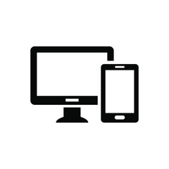 Computer and phone icon vector graphic illustration