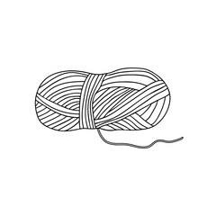 Hand drawn vector sketch doodle illustration of yarn skein. Knitting crocheting hobby crafts concept. Icon for handmade business