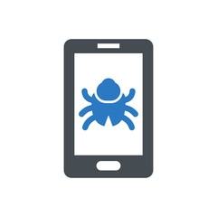 Mobile virus icon vector graphic illustration