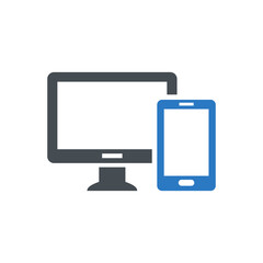 Computer and phone icon vector graphic illustration