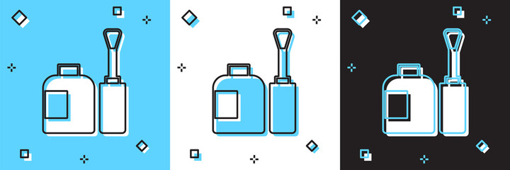 Obraz premium Set Bottle of nail polish icon isolated on blue and white, black background. Vector