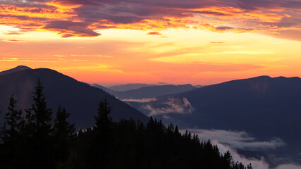 sunset over the mountains