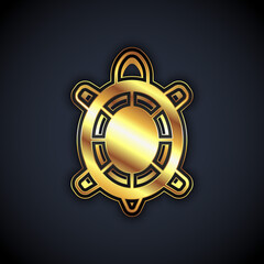 Gold Turtle icon isolated on black background. Vector