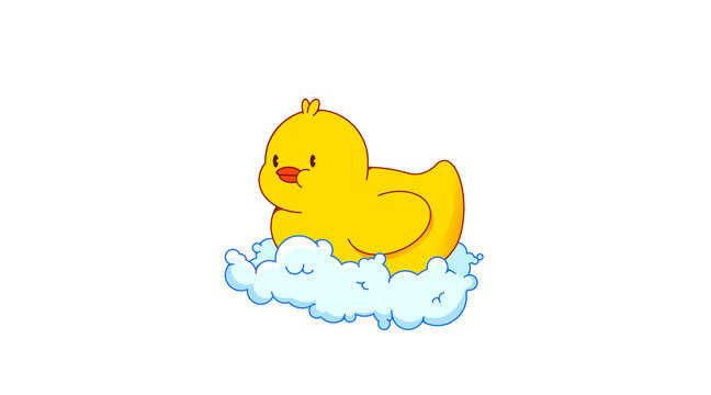 A very cute rubber duck in soap foam. Isolated vector image in eps format.