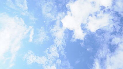 Fototapeta na wymiar Clear blue sky, with little clouds, on a clear sunny day