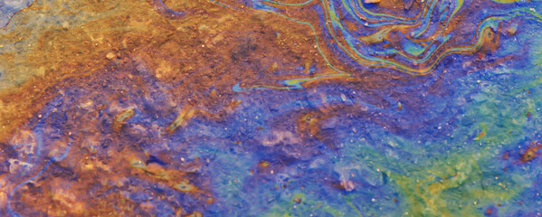 multicolored spot gasoline abstract background, abstract oil spill on water