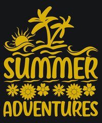 Fototapeta na wymiar Summer Adventures Svg Vector T Shirt Printable Design For Summer Lover