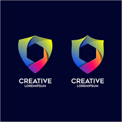 Security With Cube Gradient Logo Template