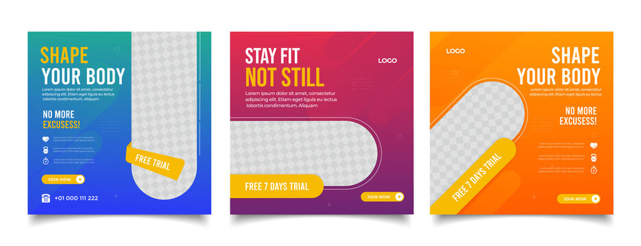 Fitness social media post banner template	
