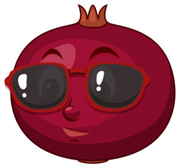 Pomegranate cartoon character with facial expression