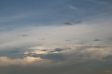 Blue sky covered by skinny white cloud