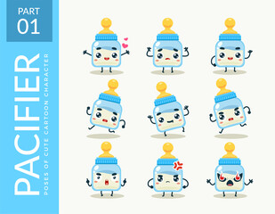 Mascot images of the Pacifier. First set. Vector Illustration