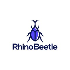 rhino beetle logo Vector icon design, Illustration of Japanese male stag beetle insect with horn