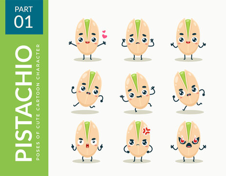 Mascot images of the Pistachio. First set. Vector Illustration