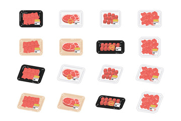 スーパーの精肉コーナーにあるパックのお肉　牛肉セット