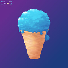 Milted ice cream cone. Vector illustration