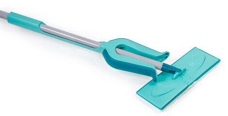Working part and handle with clamp of flat wet mop