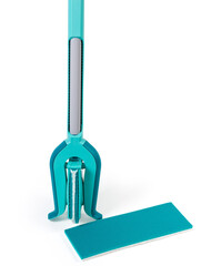 Flat wet mop with folded working part, replaceable working head